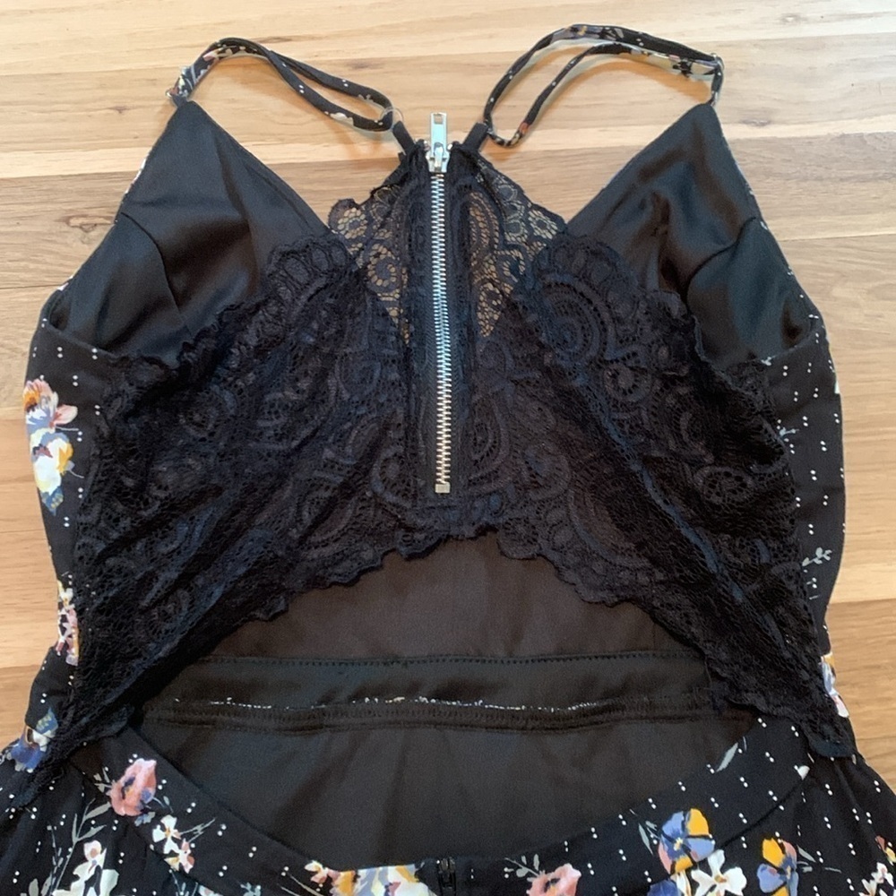 Honey and Rosie Spaghetti Strap Lace Back Fit & Flare Floral Dress Women’s L - Picture 14 of 16